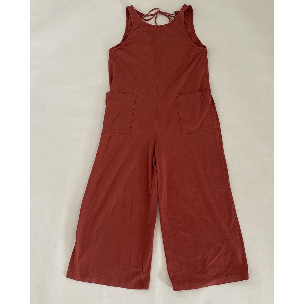 Back Beat Co. Large Women's Organic Cotton Maxi Jumpsuit Terra Cotta Orange Red